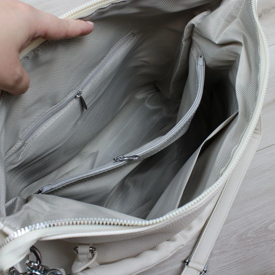 Жіноча молочна сумка-мішок з екошкіри для щоденних клопотів